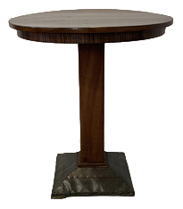 Antique Art Deco Wooden Round Table, 1890s