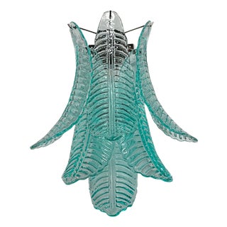 Vintage Turquoise Murano Glass Felci Wall Sconces, 1990s, Set of 2 For Sale