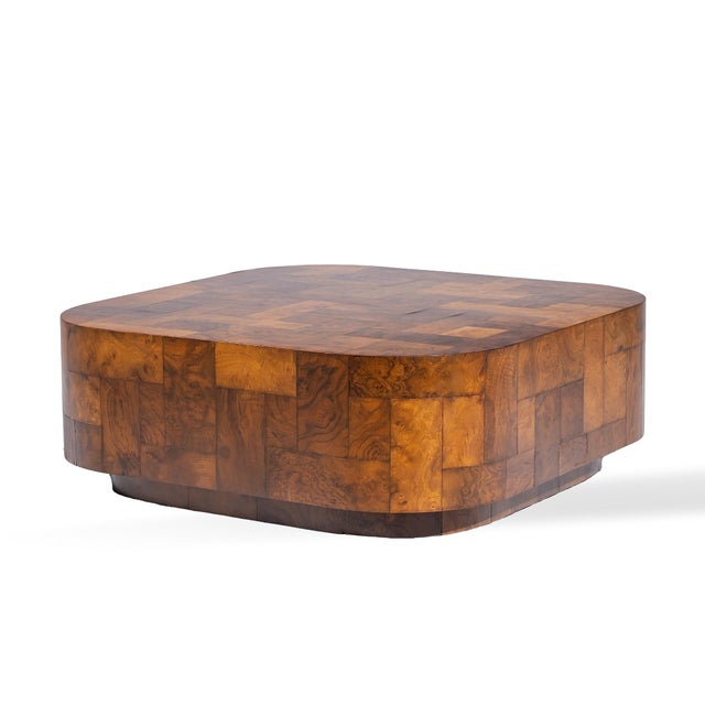 Mid-Century Modern Paul Evans for Directional Mid Century Patchwork Burlwood Coffee Table For Sale - Image 3 of 7