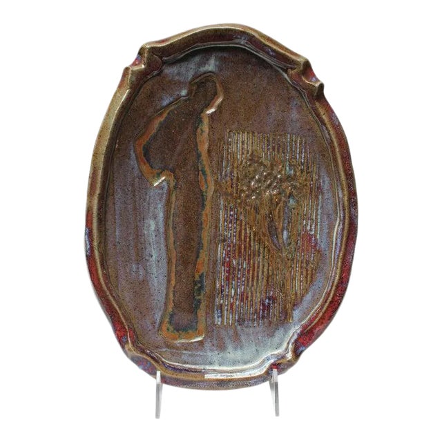 Vintage Figural "Man and Tree' Ceramic Charger by Pollack For Sale