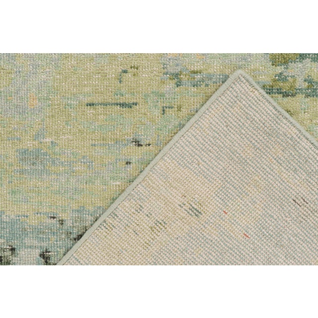 Textile Rug & Kilim’s Distressed Style Abstract Rug in Green and Blue For Sale - Image 7 of 7