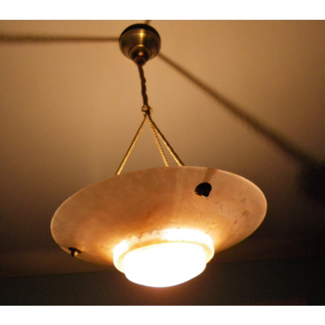 Pendant Light with Pink Gradient Shade and Braided Cord, 1940s For Sale - Image 9 of 18