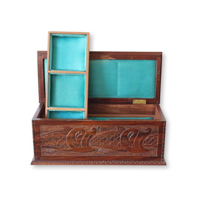 Late 19th Century Antique English Carved Jewelry Box For Sale - Image 4 of 6