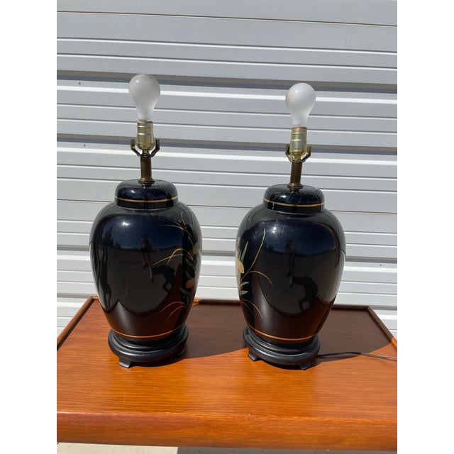 Pair of Mid 20th Century Vintage Asian Ginger Jar Lamps For Sale - Image 11 of 12