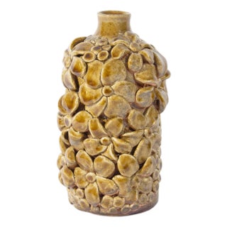 Studio Pottery Vase With Floral Design by Julia Riley For Sale