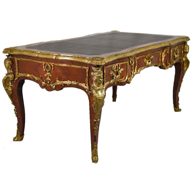 Late 19th Century Late 19th Century Louis XV Style Gilt Bronze-Mounted Kingwood Bureau Plat Desk For Sale - Image 5 of 17