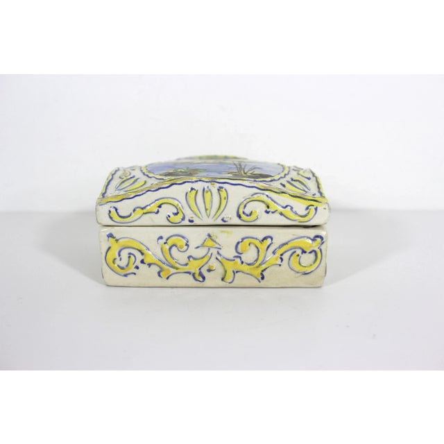 Vintage Italian Signed Hand Painted Ceramic Box For Sale - Image 6 of 10