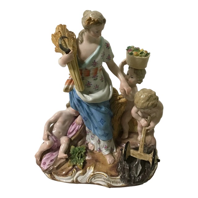 Late 19th Century Meissen Porcelain Figurine Roman Goddess Cherub Allegory of Agriculture For Sale