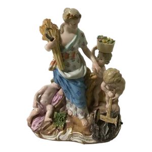 Late 19th Century Meissen Porcelain Figurine Roman Goddess Cherub Allegory of Agriculture