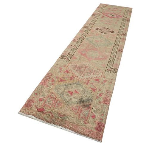Boho Chic Beige Bohemian Runner Rug For Sale - Image 3 of 7