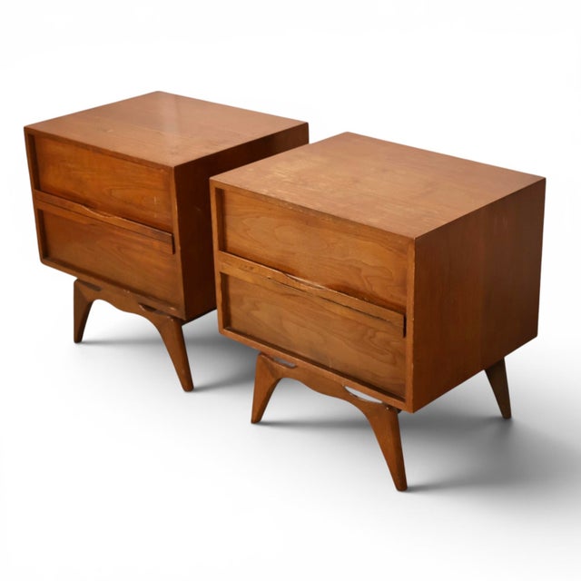 1960s Tobago Vintage Mid Century Modern Pair of Nightstands C. 1960s, Attributed For Sale - Image 5 of 12