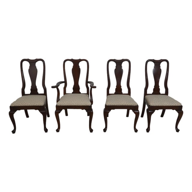 Set of 4 Ethan Allen Cherry Georgian Court Dining Room Chairs For Sale