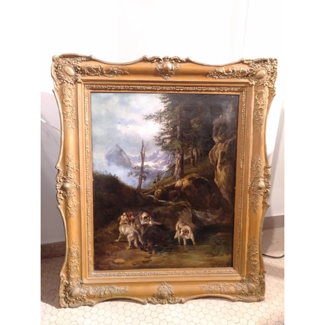 Hunting Scene, 1800s, Oil on Canvas, Framed For Sale - Image 5 of 5