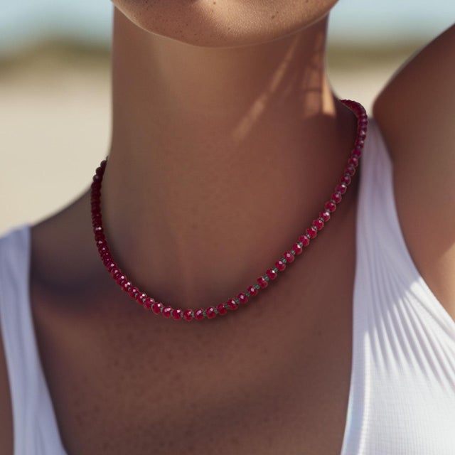 Ruby Red Jumbo Ruby Necklace 14K Gold For Sale - Image 8 of 10