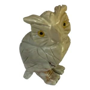 2000s Hand-Carved Marble Owl Figurine, Peru