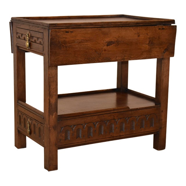 19th Century English Oak Drop Leaf Side Table For Sale