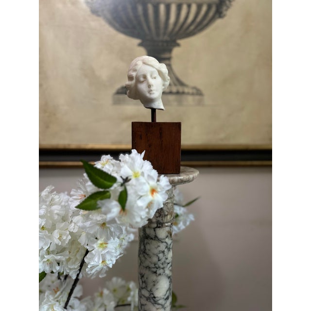 Early 20th Century Antique Carved Marble Pedestal Column Stand For Sale - Image 5 of 10