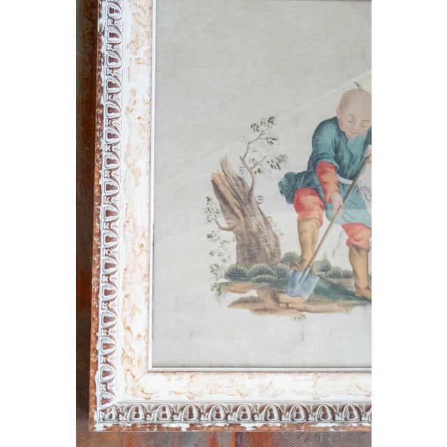 19th Century French Chinoiserie Chinese Export Style Watercolor Painting For Sale In New York - Image 6 of 18