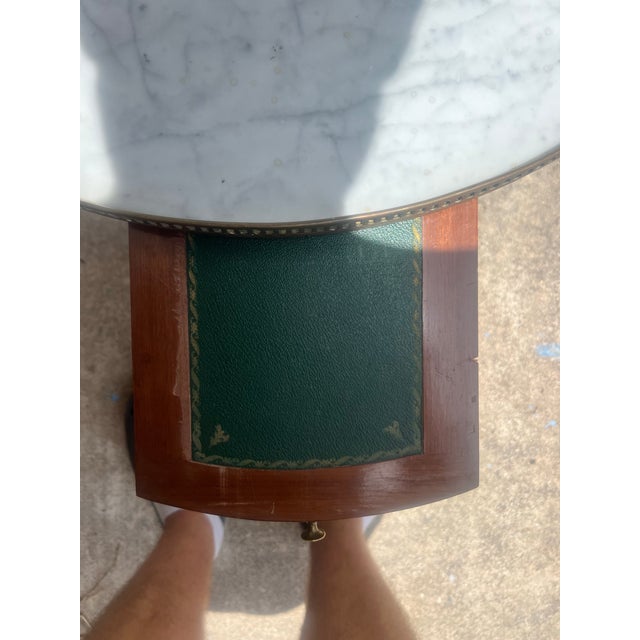 French 19th Century Louis XVI Mahogany Oval Bouillotte Marble Top Side Table For Sale - Image 9 of 9