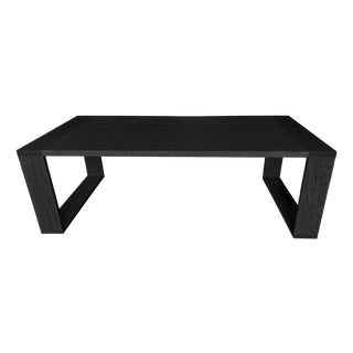 Carre Rectangular Solid White Oak Dining Table Black 120" For Sale