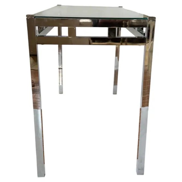 Mid-Century Modern Mid Century Modern Willy Rizzo Style Chrome and Glass Console Table, 1970's For Sale - Image 3 of 7