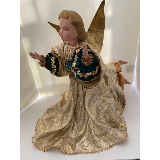 Christmas Angel Italy Cartapesta Paper Mache Angel Gold Figural For Sale - Image 13 of 13