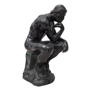 Early 20th Century Patinated Metal "Thinker" Sculpture For Sale