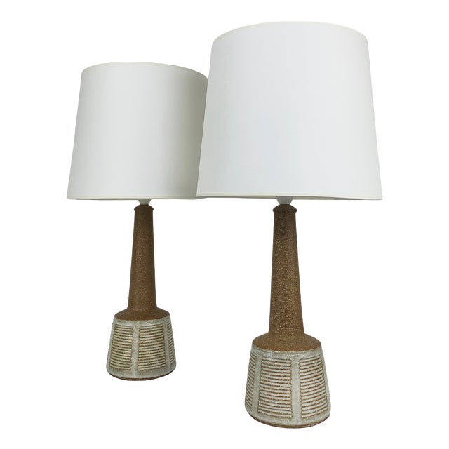 Danish Ceramic Table Lamps by Esben Klint for Le Klint and Palshus, 1960s, Set of 2 For Sale