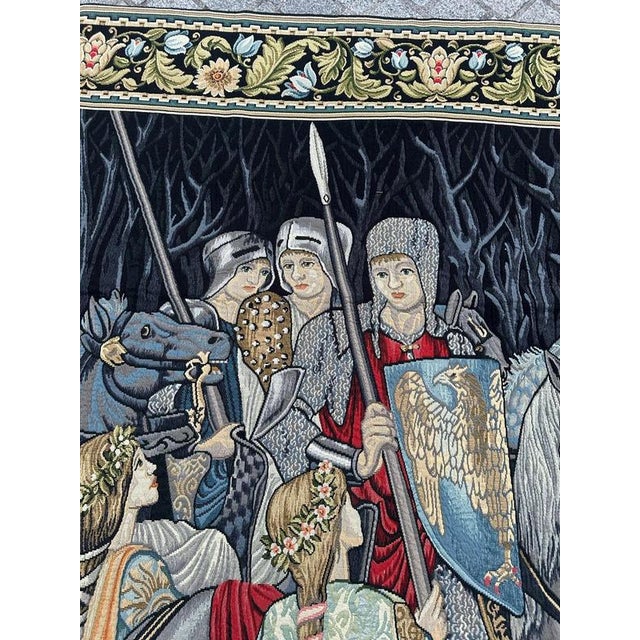 Gray Aubusson Style Jacquard Tapestry, 1980s For Sale - Image 8 of 18