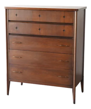 Broyhill Saga Mid-Century Walnut Highboy Dresser