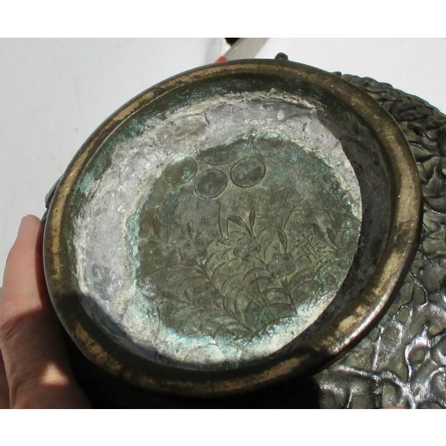 Metal Japanese Edo Double Dragon Handle Bronze Vase Early 19th For Sale - Image 7 of 11