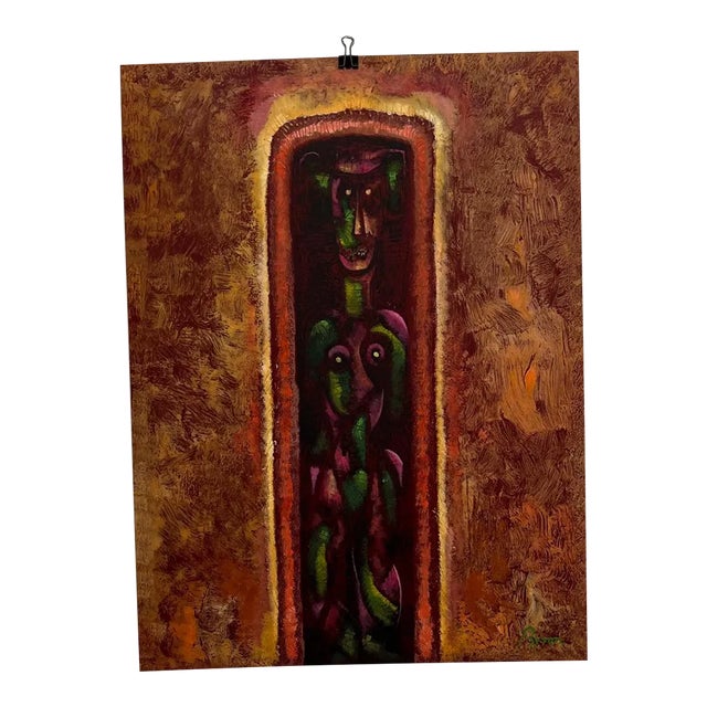 1980s Byron Gálvez Art Mixed Media on Paper For Sale