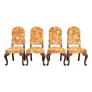 Berkey & Gay Antique Chippendale Carved Walnut Dining Chairs, Set of Four For Sale