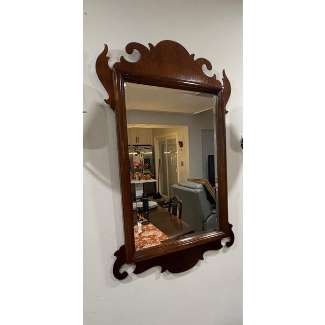 Wood Vintage Chippendale Style Mahogany Wall Mirror For Sale - Image 7 of 10