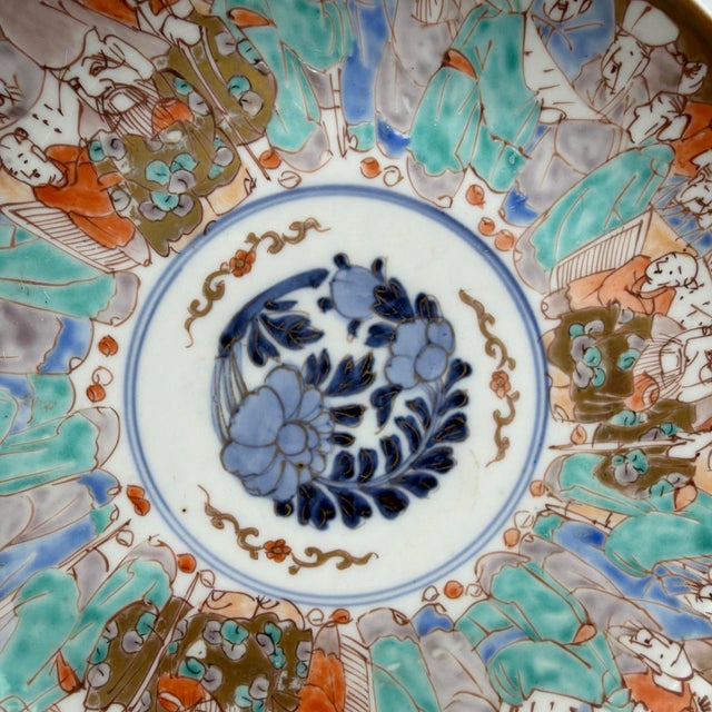 Japanese 19th Century Japanese Kutani "Thousand Scholars" Porcelain Plates - Pair (8.5") For Sale - Image 3 of 16