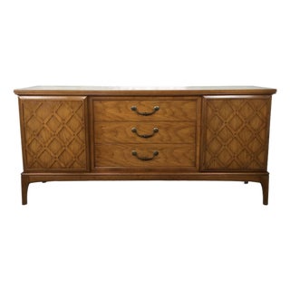 Mid Century Modern Lowboy Dresser With Brass Hardware by United Furniture For Sale