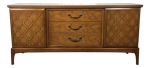 Mid Century Modern Lowboy Dresser With Brass Hardware by United Furniture