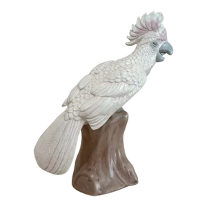 1980s Pink Ceramic Parrot Statue