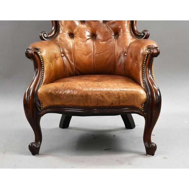 Victorian Leather Armchair, 1880s For Sale - Image 4 of 12