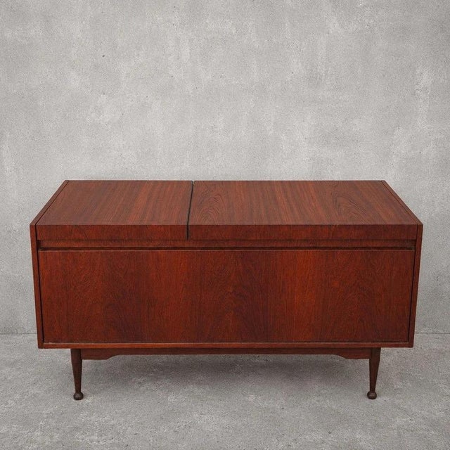 Details * Original Armstrong radiogram cabinet * Mid century modern design * Teak construction * Twin lift-up lids *...