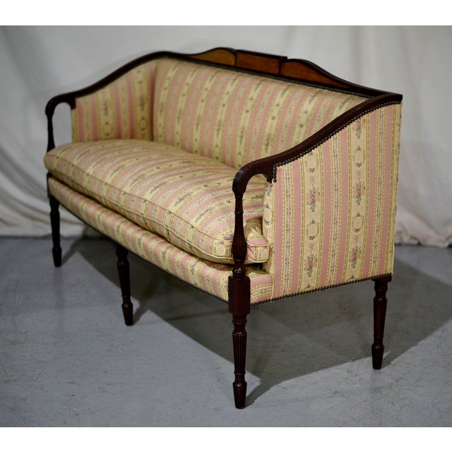 Vintage Sheraton Style Inlaid Mahogany Settee by Kittinger Furniture