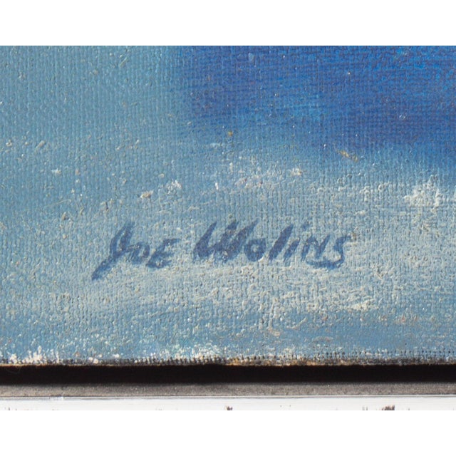 Blue 1952 Oil on Canvas Painting of Figures by Joseph Wolins For Sale - Image 8 of 9