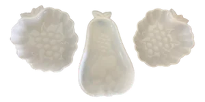 Mid 20th Century Vintage Fruit Shaped Milk Glass Dishes - Set of 3