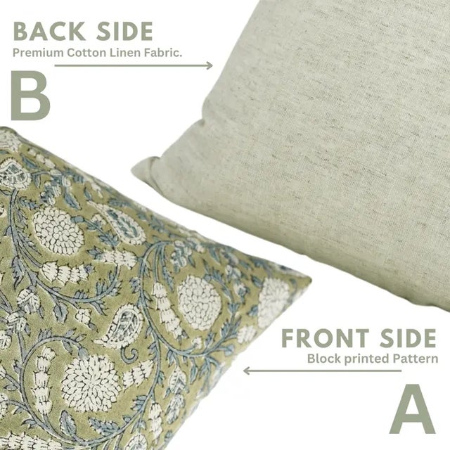 Fabdivine Cotton Linen Throw Pillow Cover 12x20 Inch Handcrafted Block Print- Gopi For Sale - Image 4 of 5