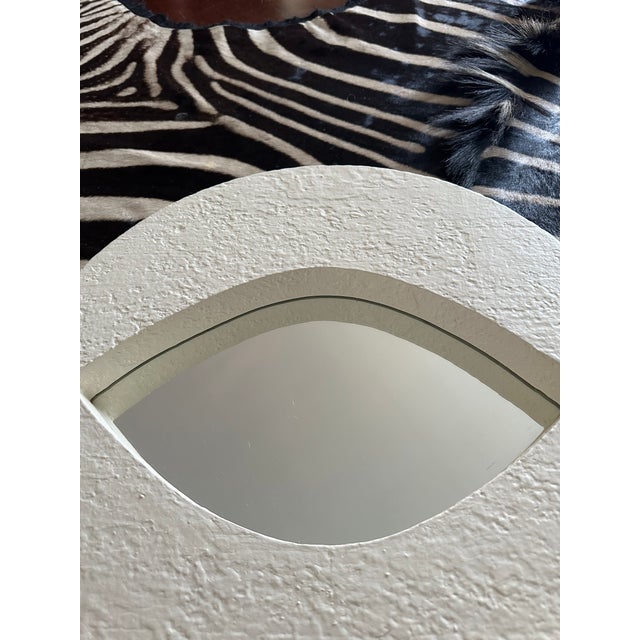 1990s Vintage Plaster Eye Mirror For Sale - Image 5 of 11