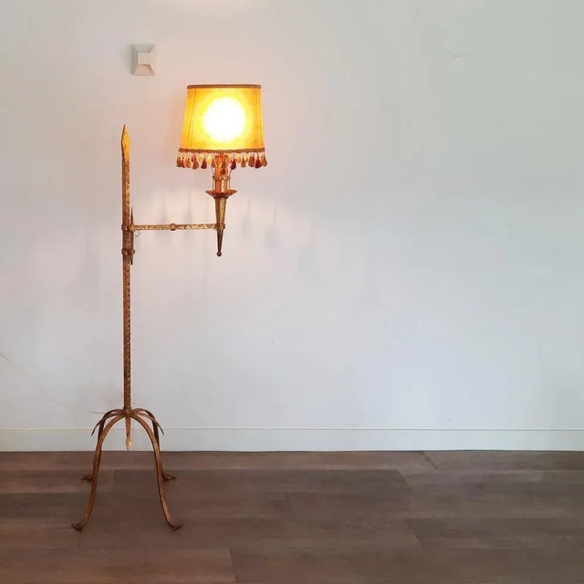 French Gilt Metal Floor Lamp with Swing Arm, 1950s-1960s For Sale - Image 11 of 12