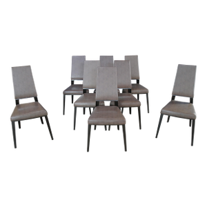 8 Elite Manufacturing Vivian Post Modern Dining Chairs Faux Ostrich Leather Seat