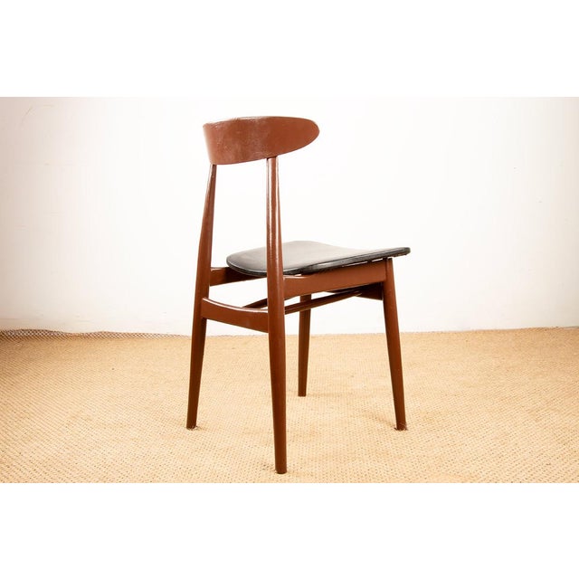 Dining Chairs in Brown Lacquered Wood and Black Leatherette from Thonet, 1960s, Set of 6 For Sale - Image 10 of 14