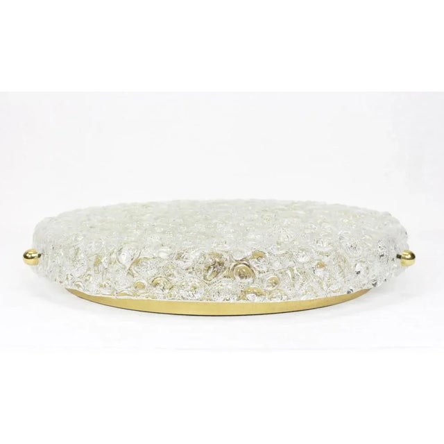 Large German Round Ice Glass Flush Mount from Hillebrand, 1970s For Sale - Image 3 of 6