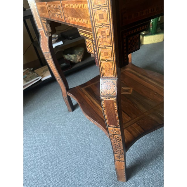 Brown Early 20th Century Hand Crafted Anglo-Indian or Inlaid Syrian Marquetry & Mother of Pearl Game Table Backgammon, Chess, Checkers For Sale - Image 8 of 14